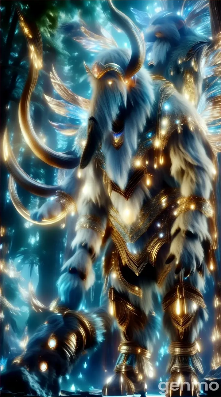 a mammoth in the middle of a forest