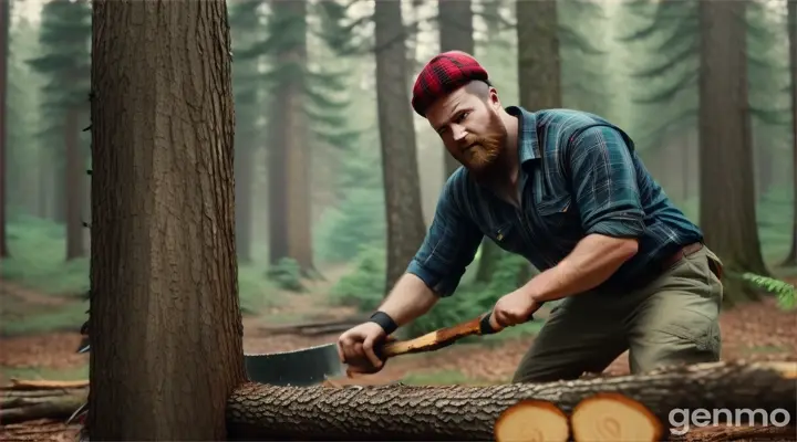 lumberjack cutting tree