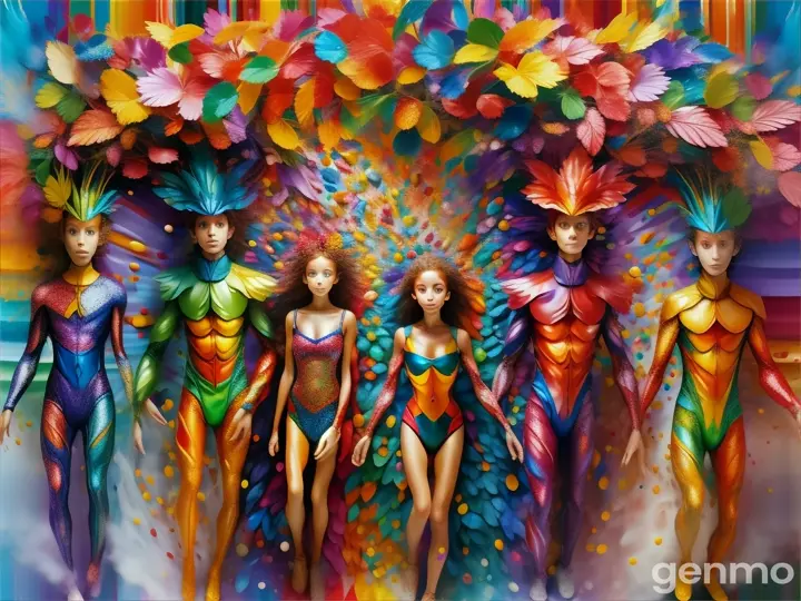 Fast Moving Surreal Dreamscape, full of Multicolored People,