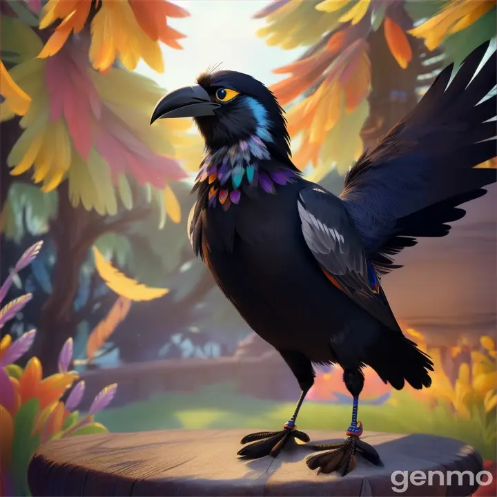 pixar maya disney style crow wide screen vide frane.