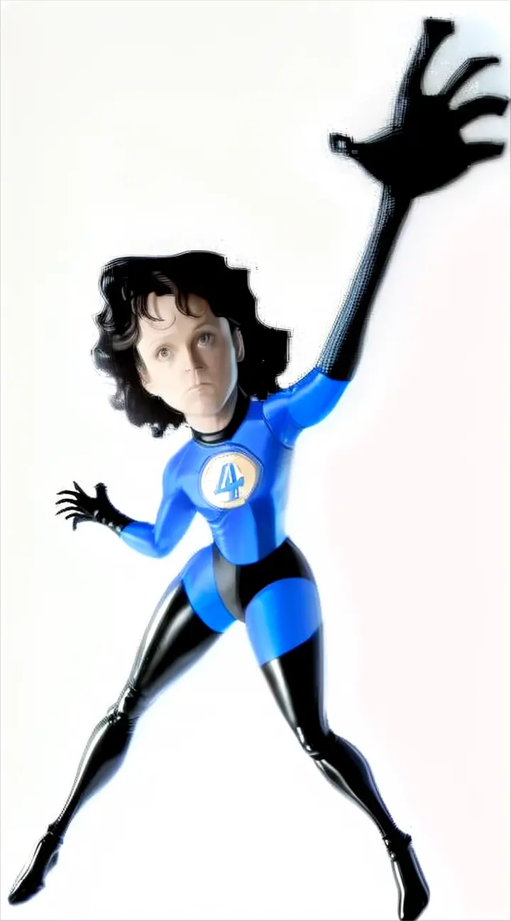 sigourney weaver becomes Ms Fantastic as she stretches her arms to save the day, advertising style