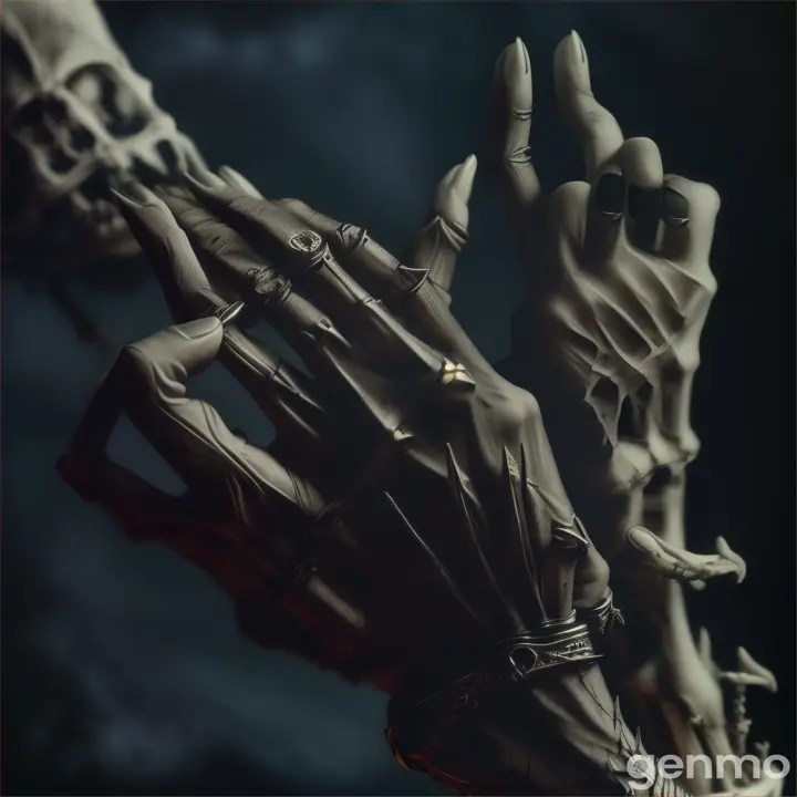 mano esquelética extendida