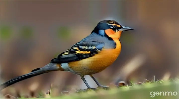 a small bird standing on a patch of grass