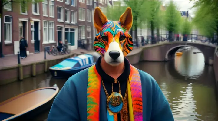 animal head artist rapper, Amsterdam canals