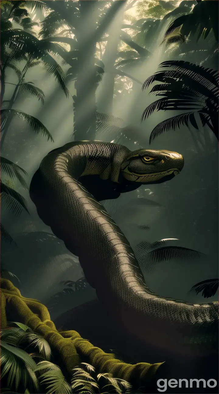 giant snake wrapped around a jaguar's neck - panoramic imagem