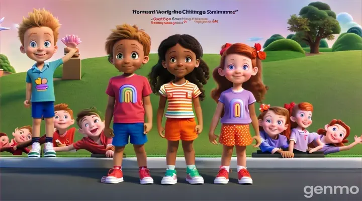 a group of children standing next to each other