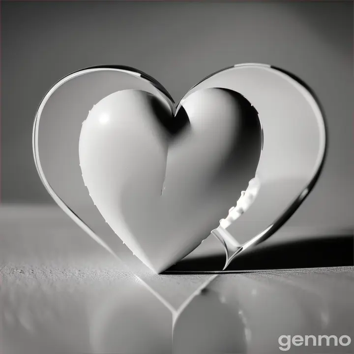 a black and white photo with a heart on it