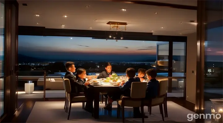 En el interior de una casa lujosa con ventanas panorámicas desde donde se vislumbra las estrellas que iluminan la hermosa noche que en el ambiente, dos padres con sus dos hijos; el niño Luis y la niña Carolina de 10 y 12 años respectivamente, se encontraban cenando, hablando y sonriendo entre ellos.