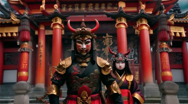 japanese demons, ancient temple