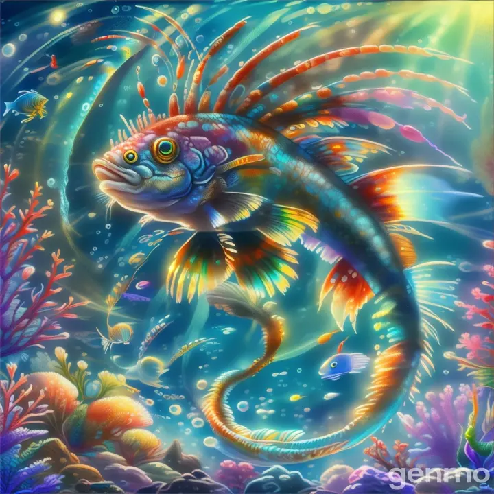 a painting of a fish in the ocean