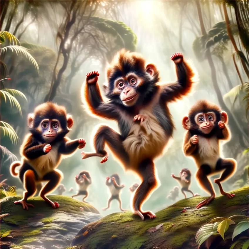 Los primates Tarsieres están bailando muy alegremente