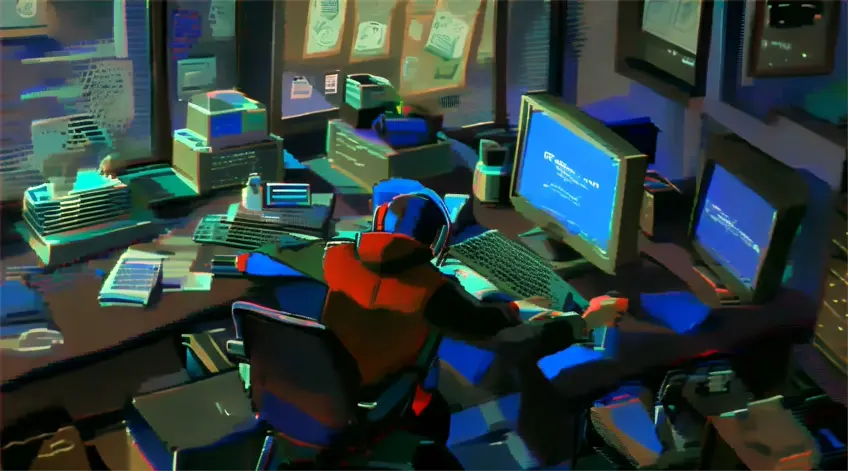 Una persona en su oficina un poco desordenada