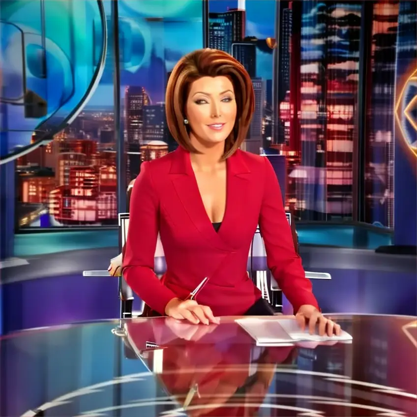 a woman news anchor sitting at a desk