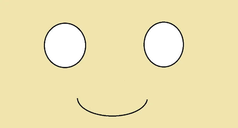 a yellow square with two eyes and a smile