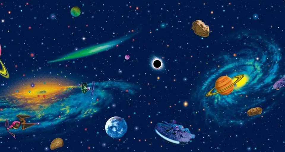 a space scene with planets and stars