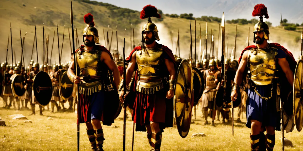 a group of men dressed in roman armor