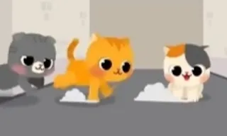 a group of three cats walking next to each other