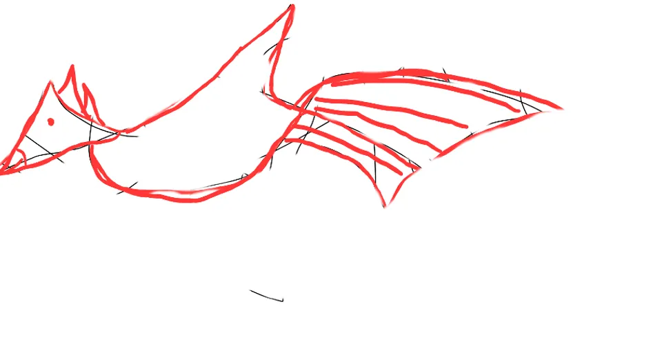 a drawing of a fish on a white background