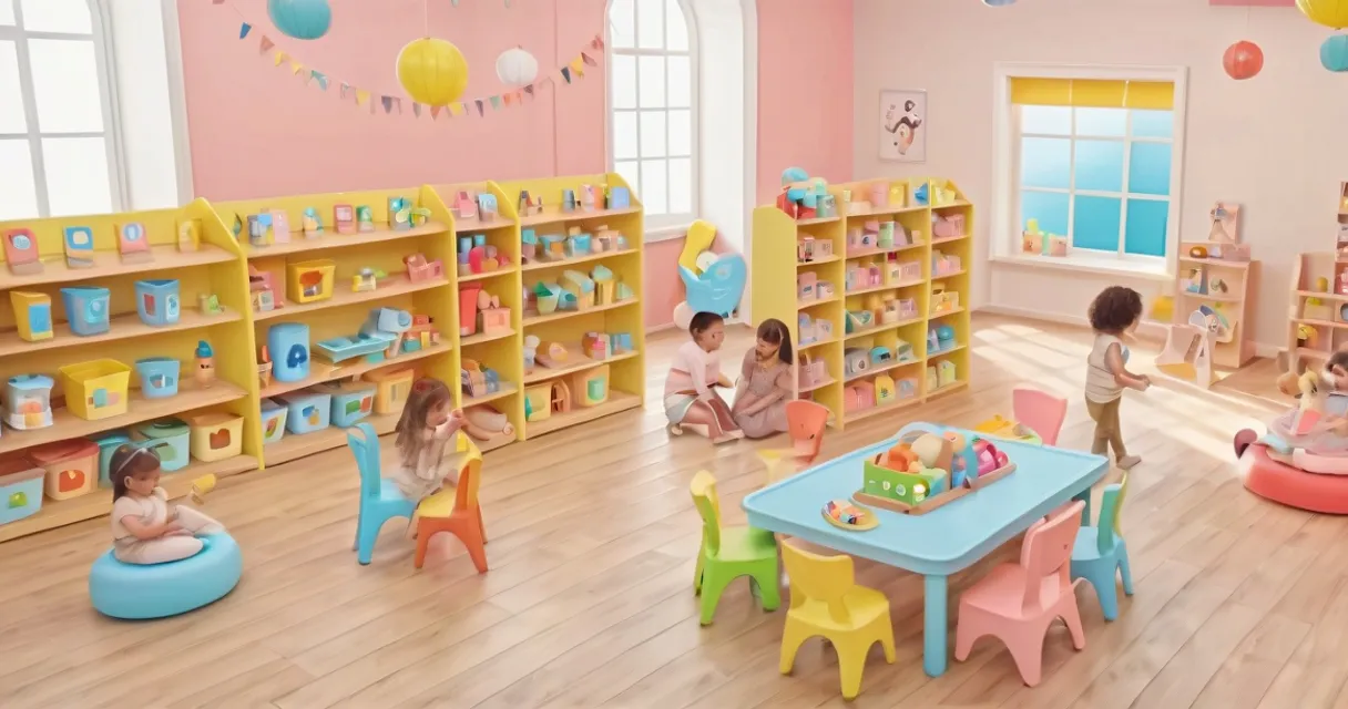 a group of children playing in a play room, baby dolls, beautiful, dolls are playing, dolls are smilling