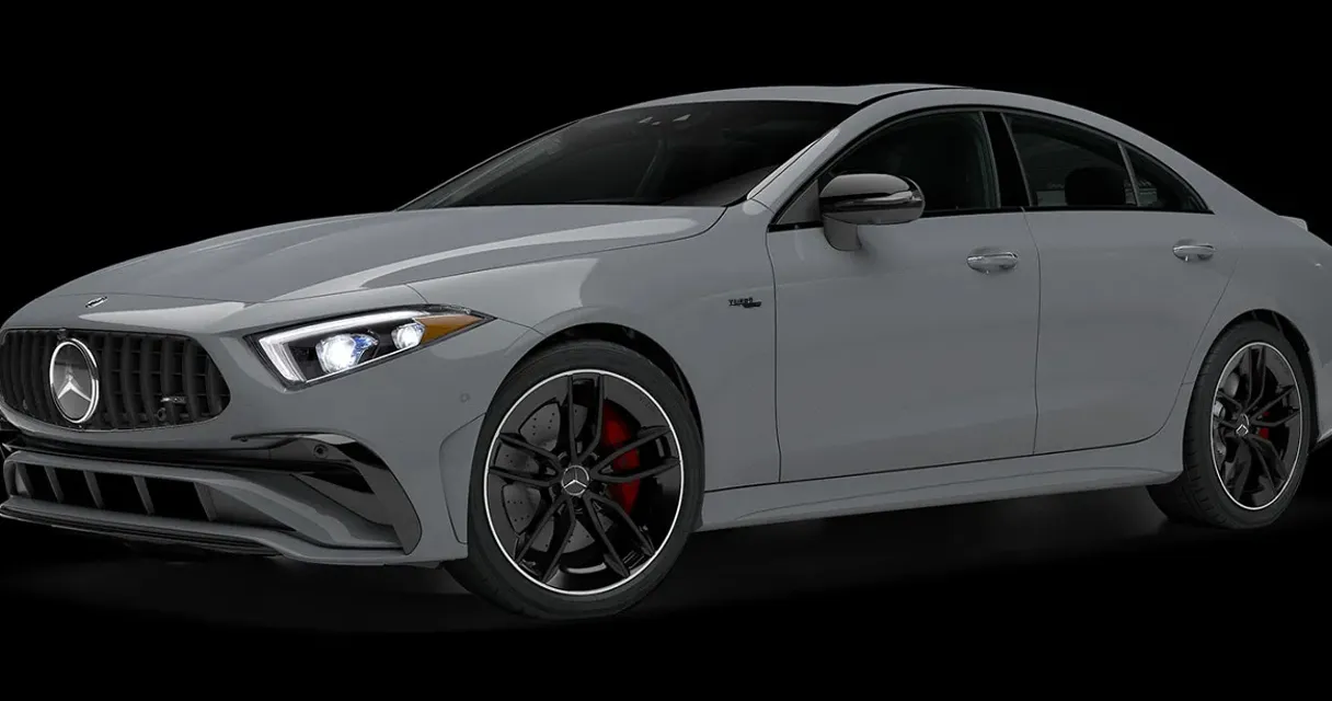 a white mercedes cla is shown on a black background