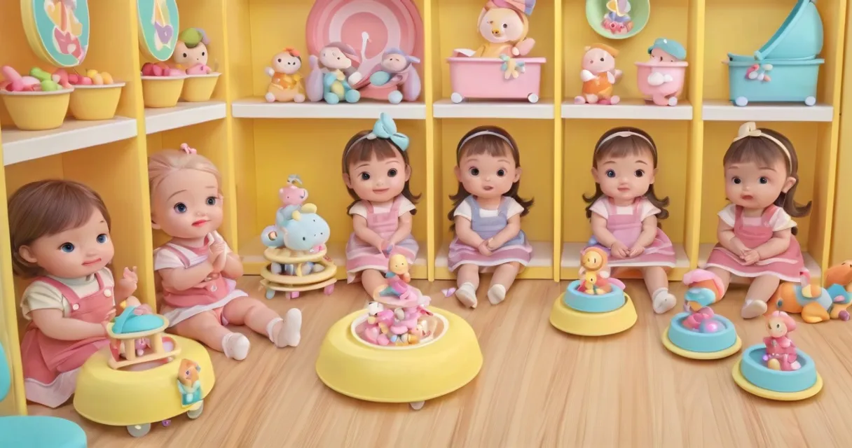 toy, doll, shelf, souvenir, shelving, pink, child, collectable, room, baby toys, baby dolls, beautiful, dolls are playing, dolls are smilling