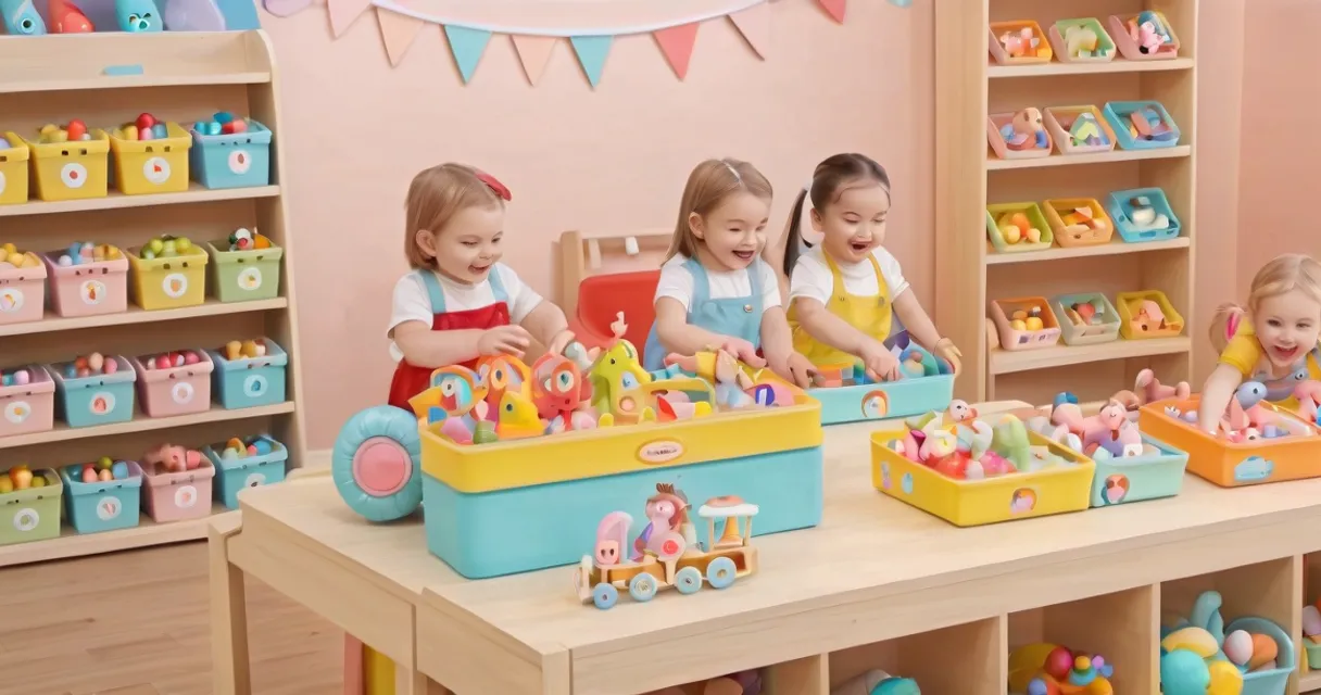 a group of children playing with toys in a room, baby dolls, beautiful, dolls are playing, dolls are smilling