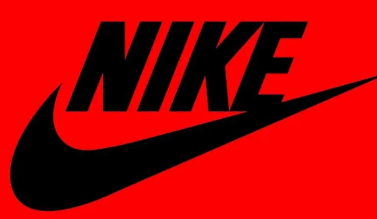 a nike logo on a red background