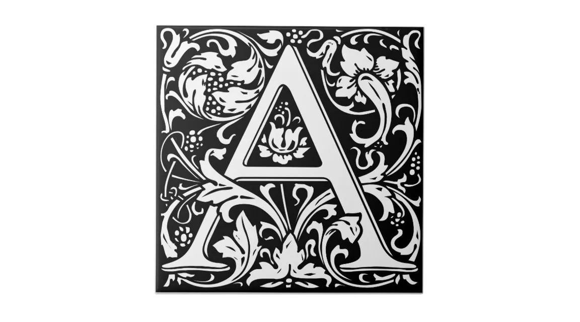 the letter a in a decorative pattern on a white background