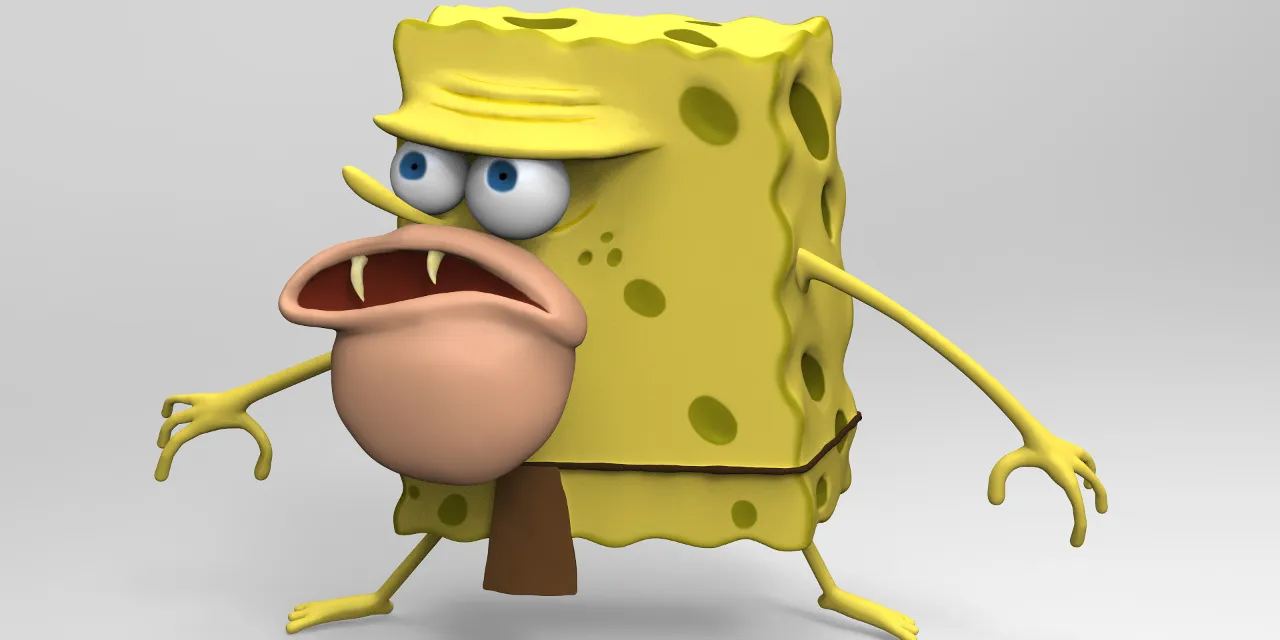 a spongebob character with a very angry look on his face is moving