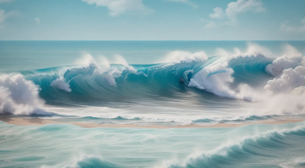 a painting of a large wave in the ocean