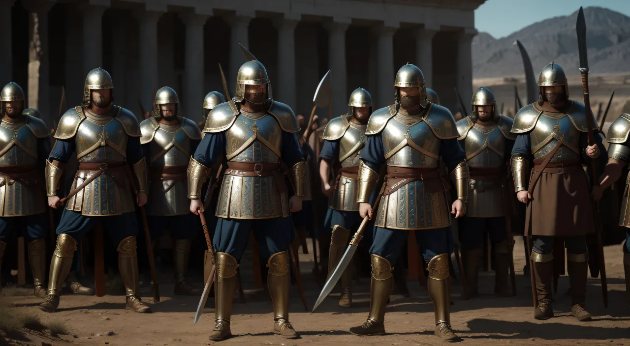 a group of men in armor standing next to each other