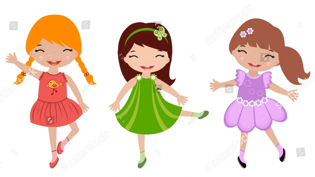 three cute little girls are dancing