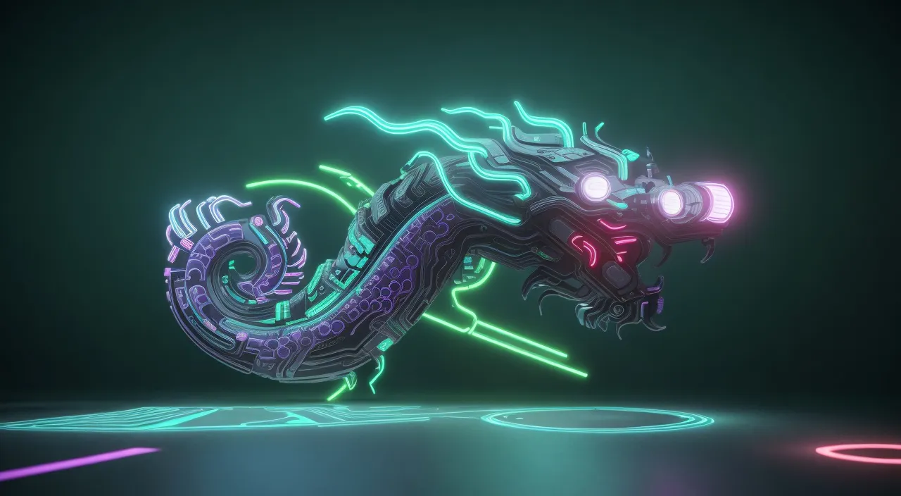 a computer generated image of a neon dragon