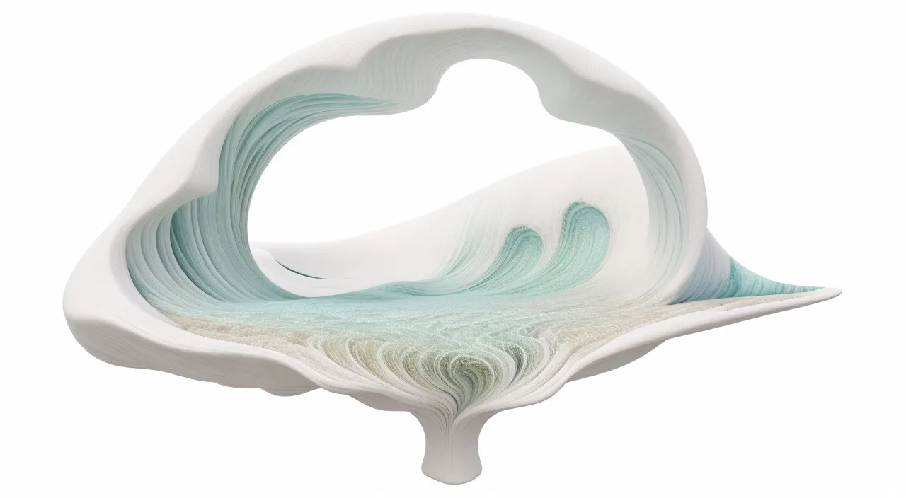 a sculpture of a wave on a white background