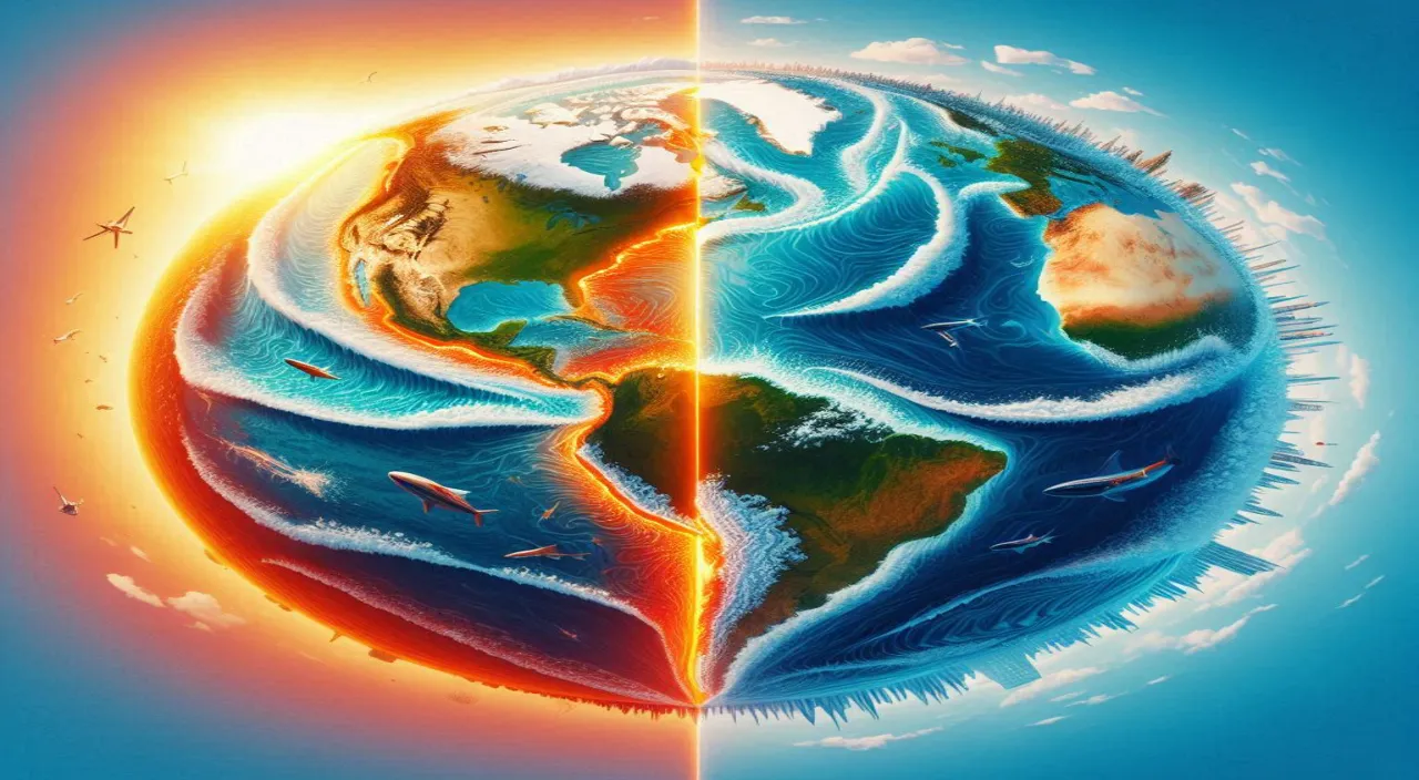 a split picture of the earth with the sun behind it