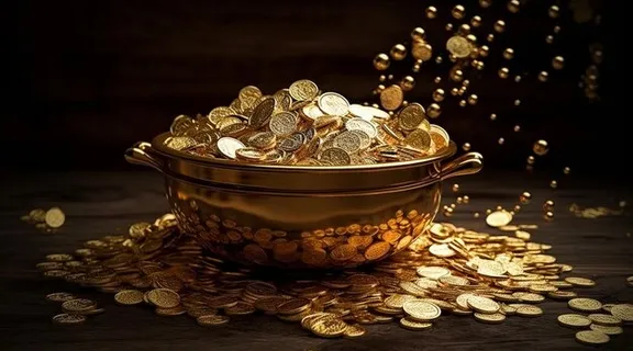 Create a golden money with a golden background, 8k, size of 1920x1080, colorful
