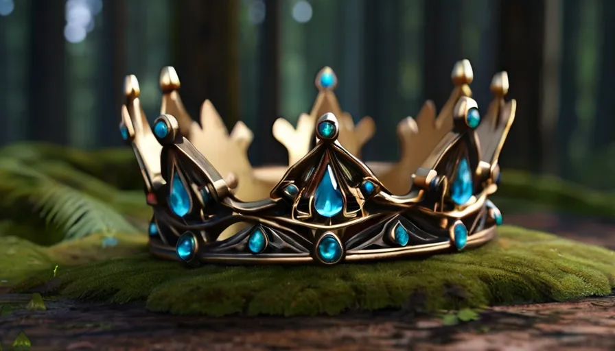 In the heart of the Enchanted Forest, there stood a majestic tree named Thornwood. At the very top of Thornwood was a sparkling crown made of dewdrops and moonbeams, known as the Forest Crown. This crown held the power to keep the forest in eternal harmony.

