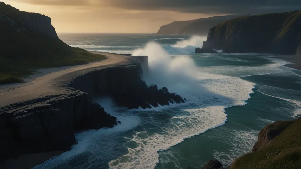 a large body of water near a cliff