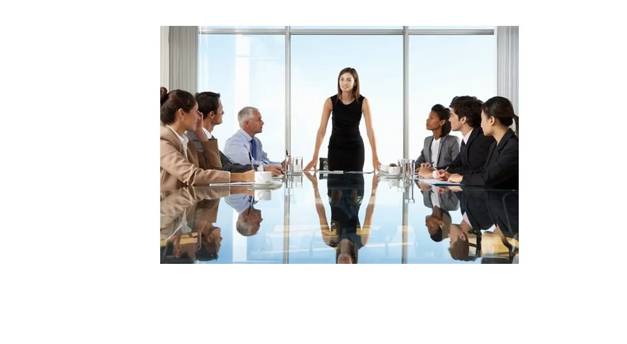 a woman standing in front of a group of people