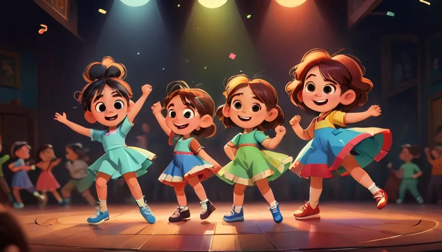 a group of children dancing on a stage