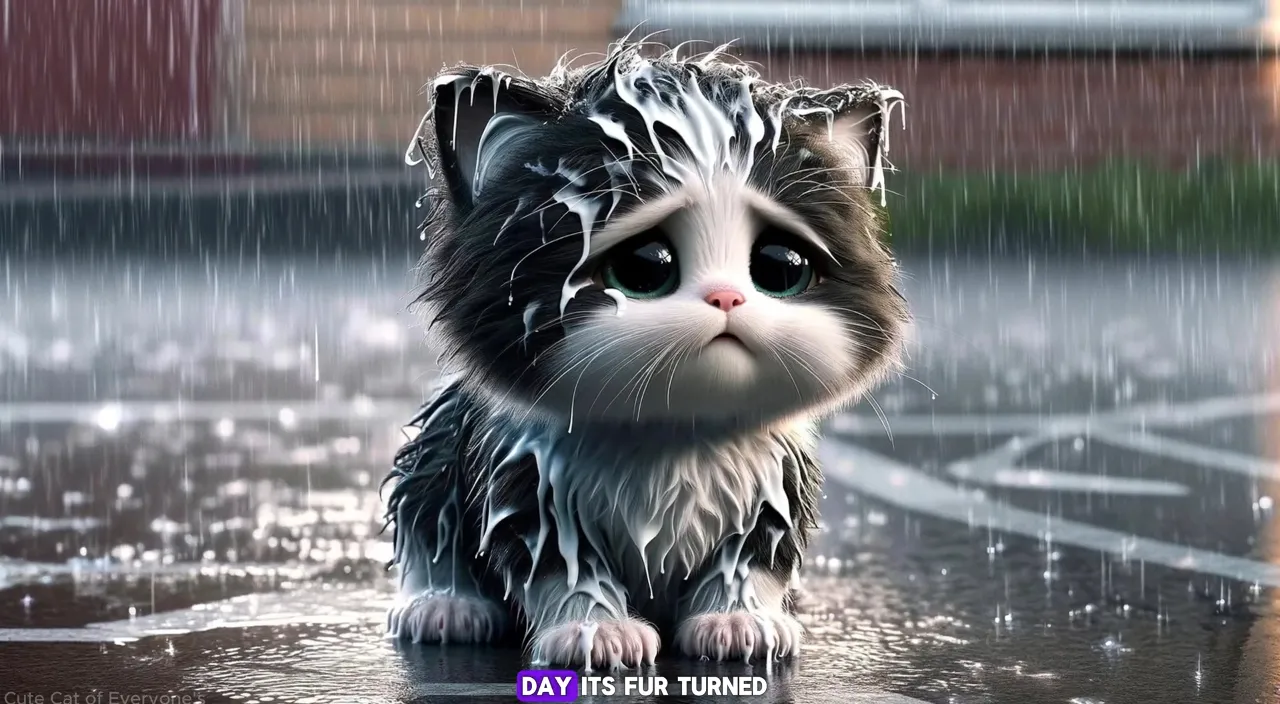 a cat that is sitting in the rain