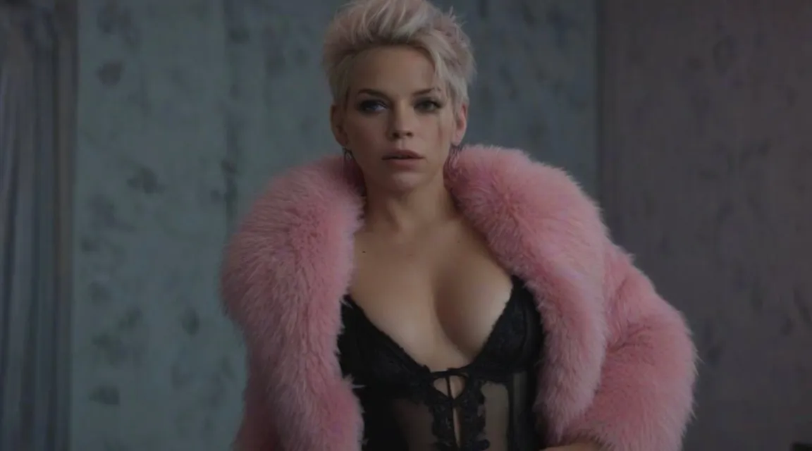 Highly detailed and hyper realistic P!nk music video footage,
hair, lip, eyelash, flash photography, neck, fur clothing, dress, glove, waist, chest, intricate and detailed, 8k, cinematic,