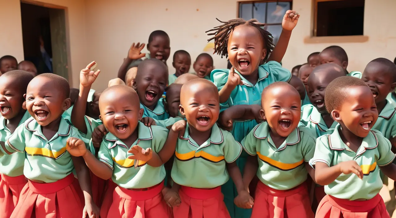 a group of young children standing next to each other