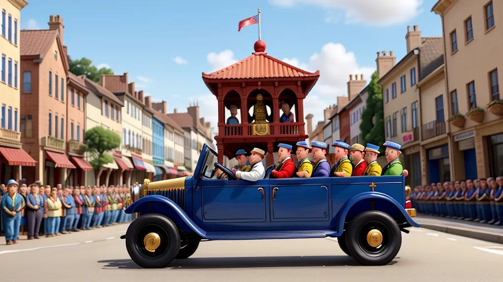 a group of people riding in the back of a blue truck