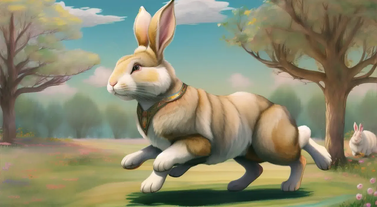 Bunny Rabbit sniffs the air, sensing the surroundings., 3d animation