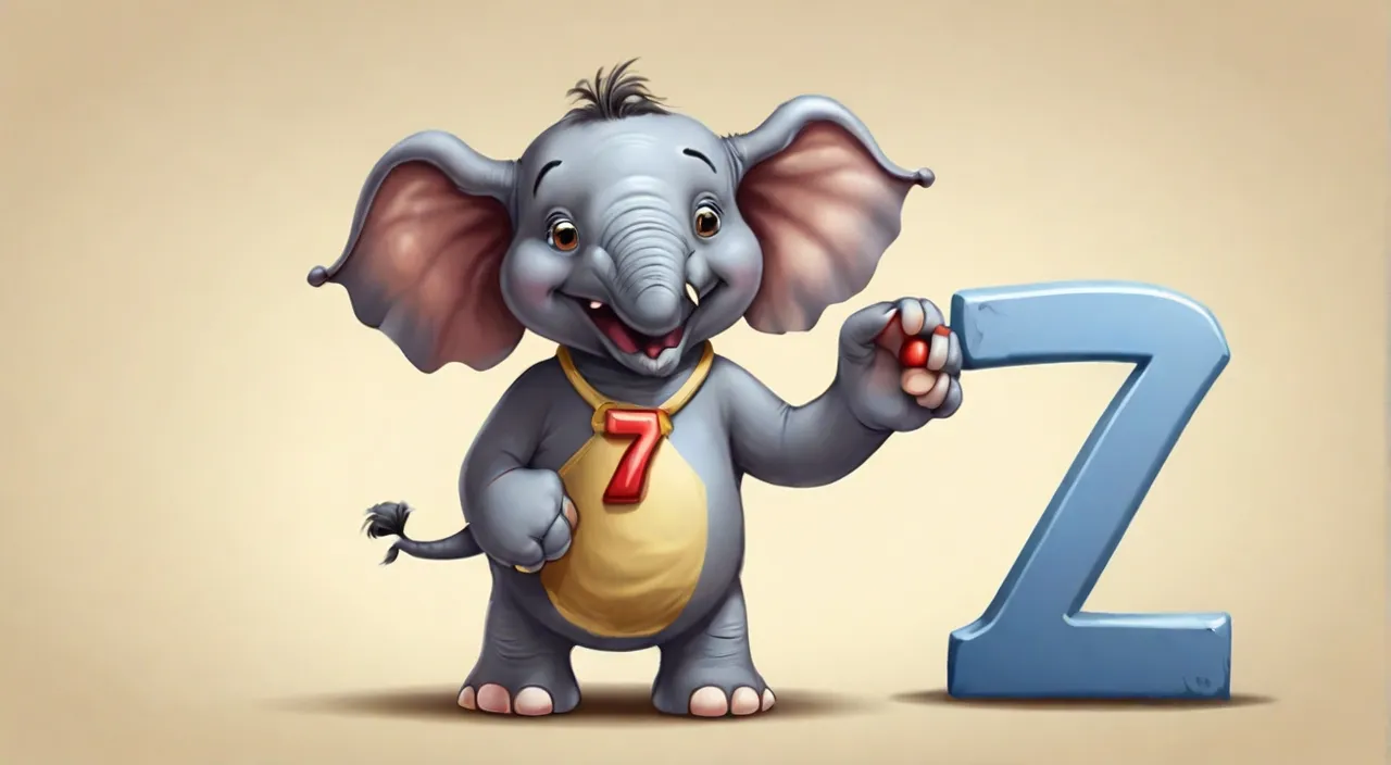 a cartoon elephant is holding a letter z