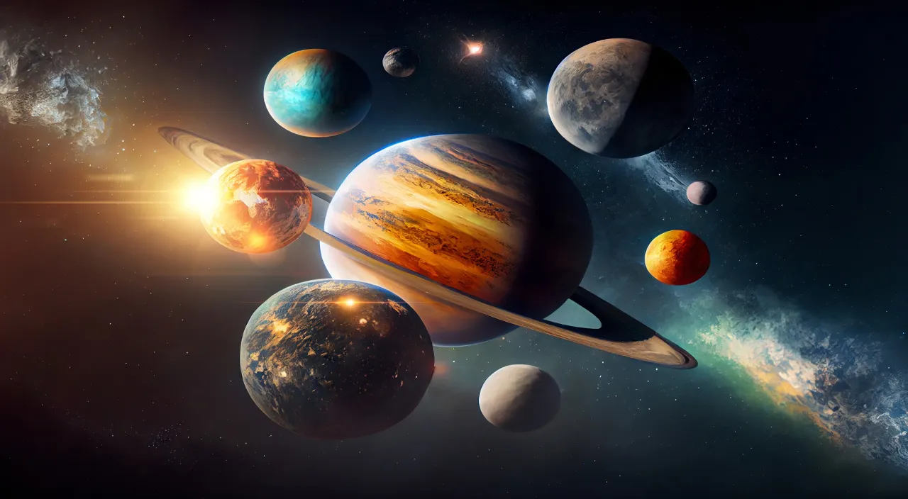 an artist's rendering of the planets in the solar system