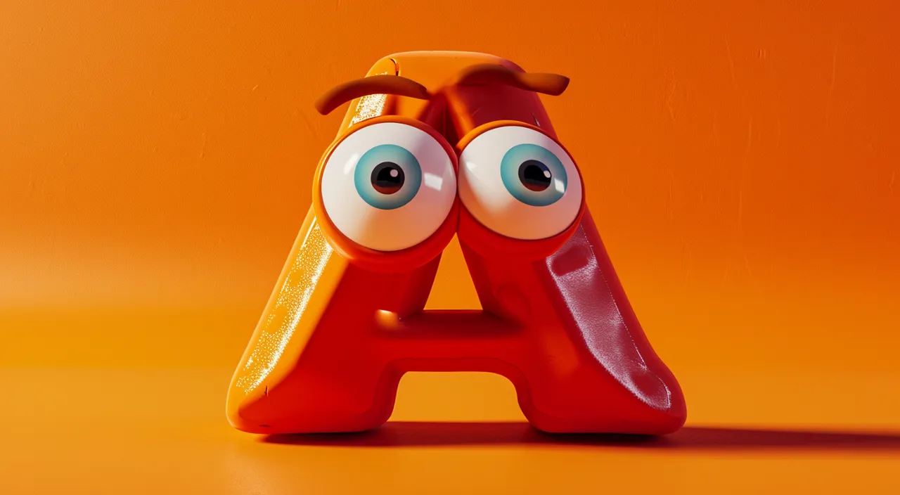 a close up of a toy letter Jumping with eyes