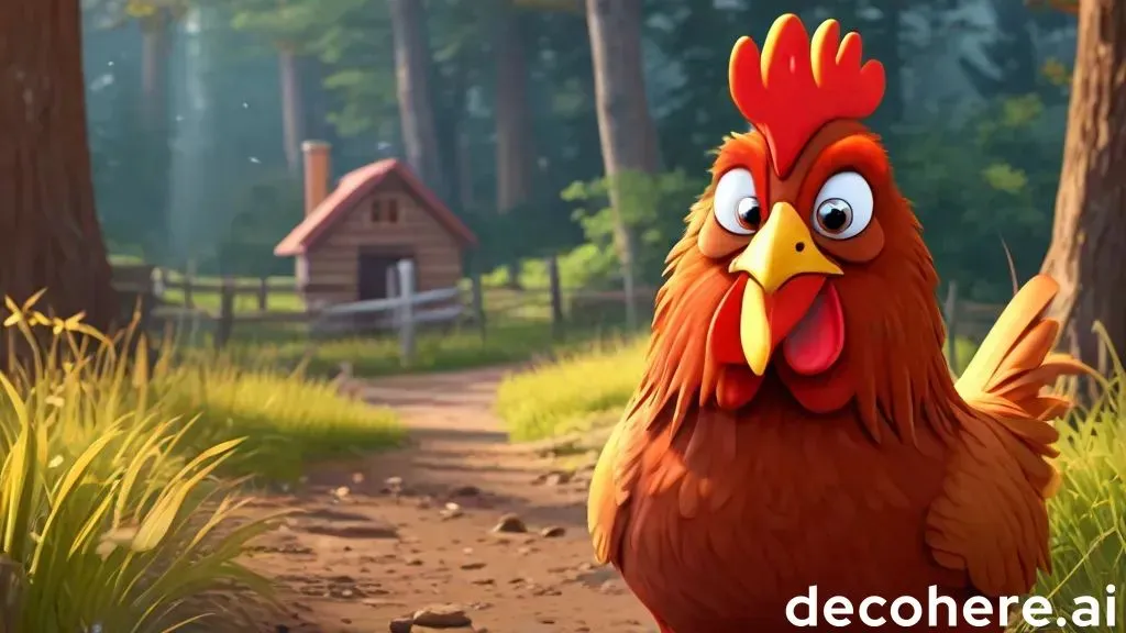 a chicken is walking down a dirt road