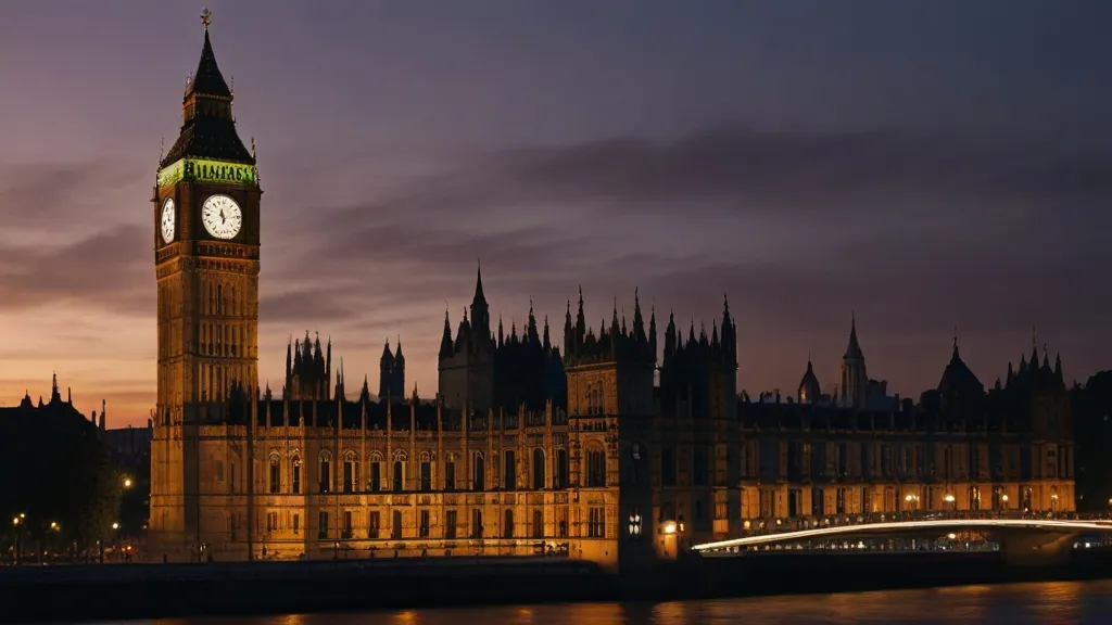 a large clock tower towering over a city at night